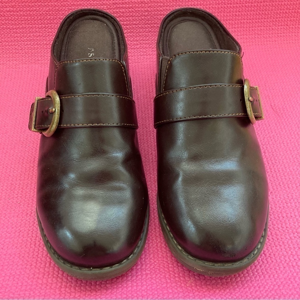 Eastland “Erin” Slides Mules Sz 8  Women BROWN Faux Leather Accent Buckl… - Picture 2 of 8